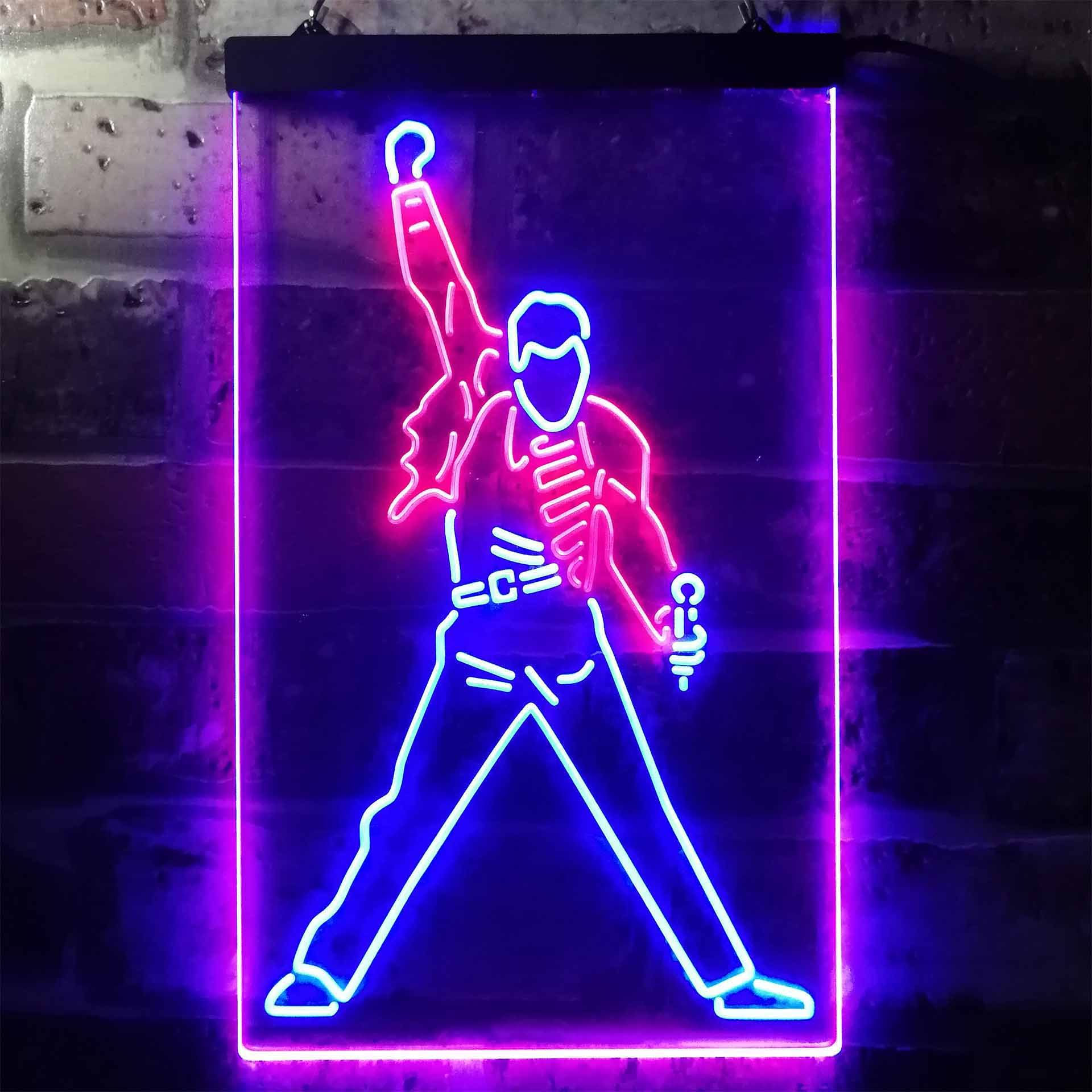 Freddie Mercury Queen Dual LED Neon Light Sign